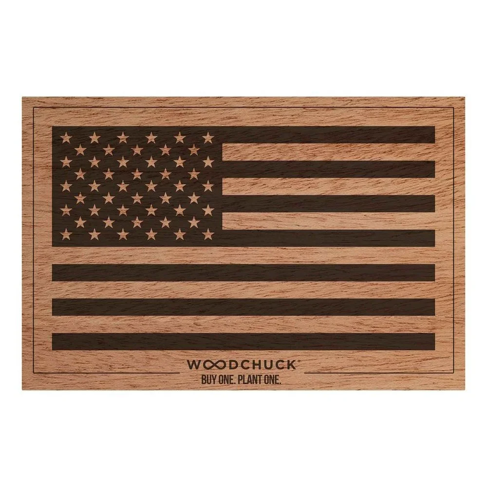 WOODCHUCK WOOD AMERICAN FLAG STICKER NWT